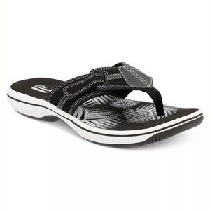 Clarks Women's Black Brinkley Bree Flip-Flops Sandals